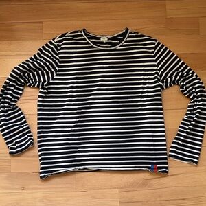 KULE Navy and White Striped Long Sleeve Top